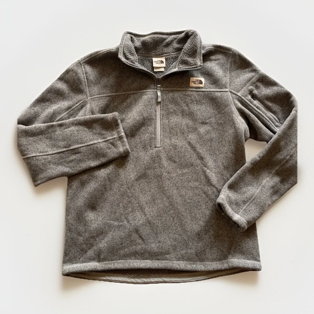 The North Face Gordon Lyons ¼-Zip Fleece Mens Large Gray Sweater-Knit‎ Pullover